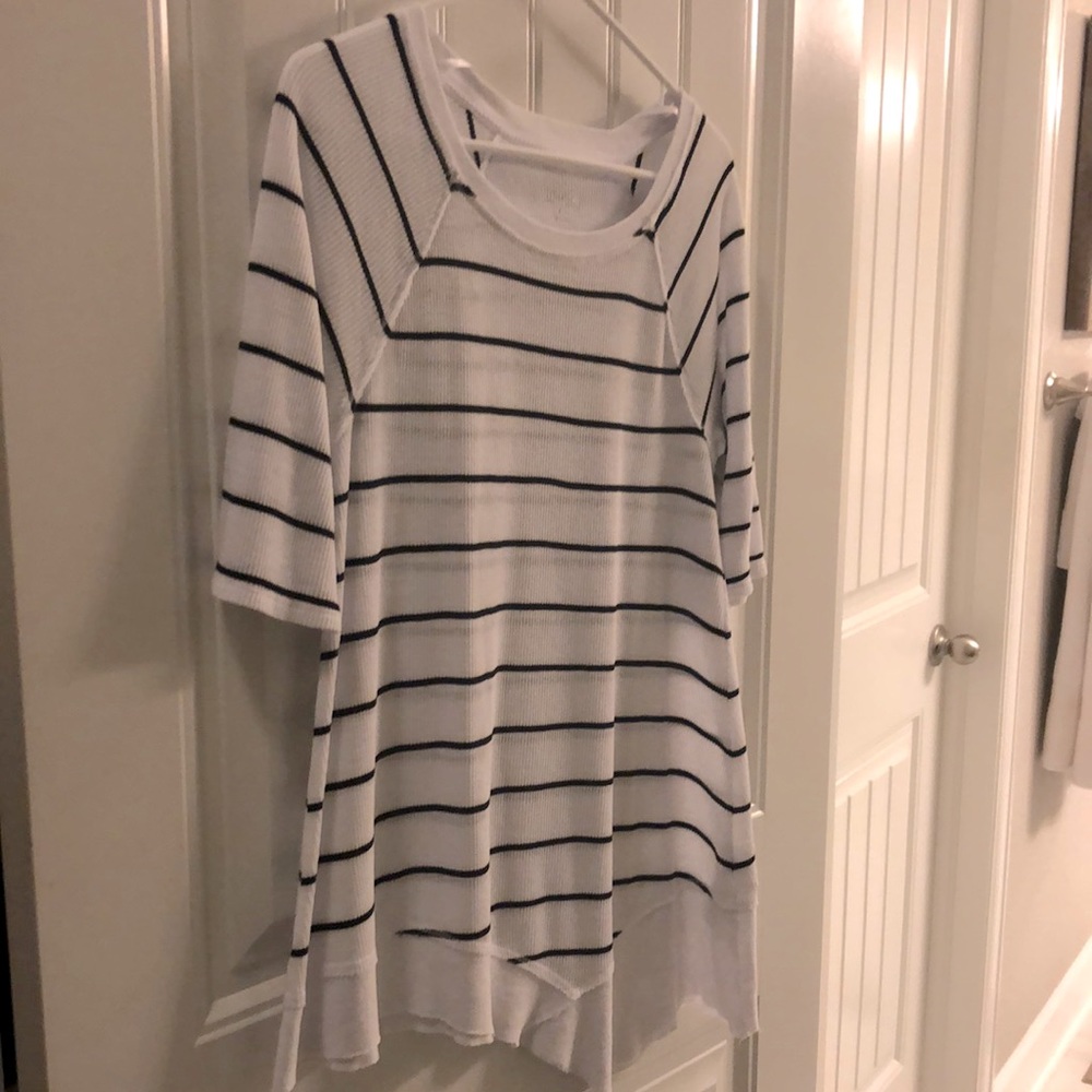 Calvin Klein white and black asymmetrical tee